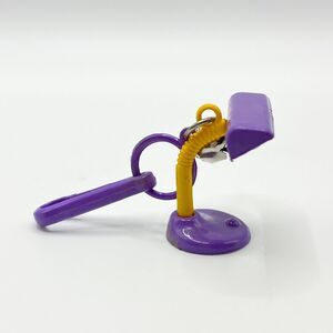 VTG 80s Bell Charm Clip Gooseneck Lamp Purple Yellow Plastic Toy Prize Jewelry